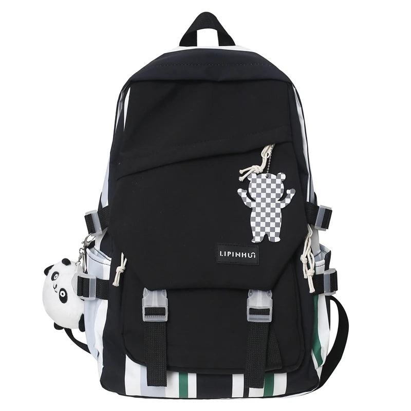 Colorful Striped Women Backpack Waterproof School Bag Travel Rucksack