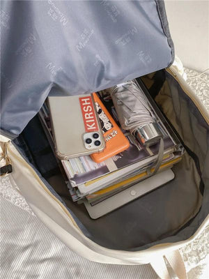 Women School Backpack Girls Student Nylon Bookbag Female Rucksack L