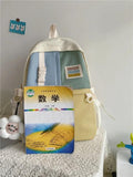 Women School Backpack Girls Student Nylon Bookbag Female Rucksack L