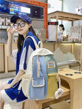 Women School Backpack Girls Student Nylon Bookbag Female Rucksack L