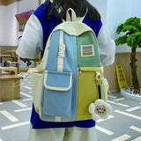 Women School Backpack Girls Student Nylon Bookbag Female Rucksack L