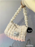 Foufurieux Girl Pleated Bubble Shoulder Bag Large-capacity Armpit Packs