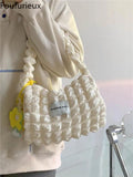 Foufurieux Girl Pleated Bubble Shoulder Bag Large-capacity Armpit Packs