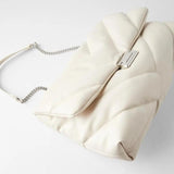 Leather Crossbody Bag with Chain Strap and Large Tote Design
