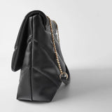 Leather Crossbody Bag with Chain Strap and Large Tote Design