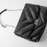 Leather Crossbody Bag with Chain Strap and Large Tote Design