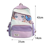 Female Student Nylon Backpack Anti Theft Rucksack Mochila