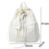 Vintage Canvas Drawstring Backpack Brown Laptop College Bag