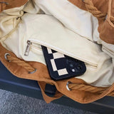 Vintage Canvas Drawstring Backpack Brown Laptop College Bag