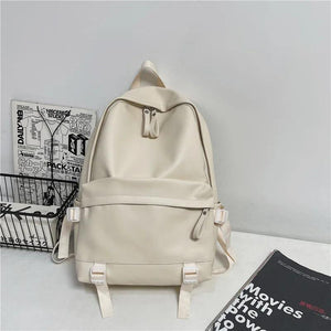 Women Solid Leather Backpack Large Capacity Travel School Bag