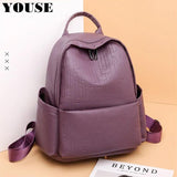 Women's Waterproof Leather Backpack for School and Travel