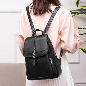 Leather Pu Backpack for Men and Women - School Laptop Travel Bag