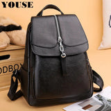 Leather Pu Backpack for Men and Women - School Laptop Travel Bag