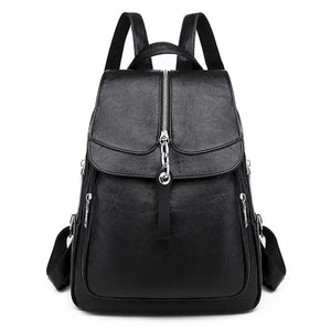 Leather Pu Backpack for Men and Women - School Laptop Travel Bag