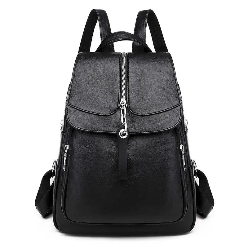Leather Pu Backpack for Men and Women - School Laptop Travel Bag