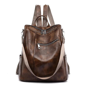 Women Girls School Leather Backpack Stylish Waterproof Fishing Bag