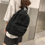 Canvas Student School Bag Large Capacity Zipper Book Bag