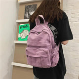 Canvas Student School Bag Large Capacity Zipper Book Bag