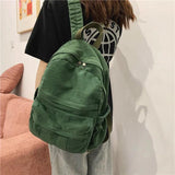 Canvas Student School Bag Large Capacity Zipper Book Bag