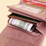 Women's Retro Coin Purse Oil Wax Leather Buckle Coin Bag