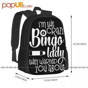 Crazy Bingo Lady Beach Bag Large Capacity Vintage Backpack