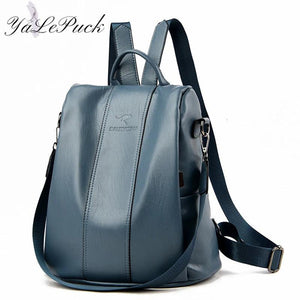 Anti-theft Leather Backpack Women Vintage Shoulder Bag Ladies Capacity