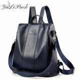 Anti-theft Leather Backpack Women Vintage Shoulder Bag Ladies Capacity