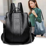 Anti-theft Leather Backpack Women Vintage Shoulder Bag Ladies Capacity