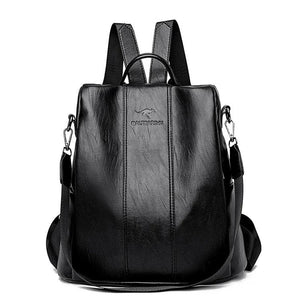 Anti-theft Leather Backpack Women Vintage Shoulder Bag Ladies Capacity