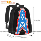Houston Oilers Rugby Team Backpack Large Capacity Vintage Schoolbag
