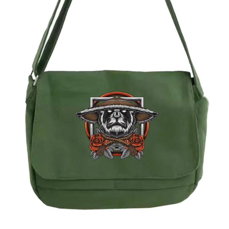 Samurai Pattern Messenger Bag College Student Currency Reflection