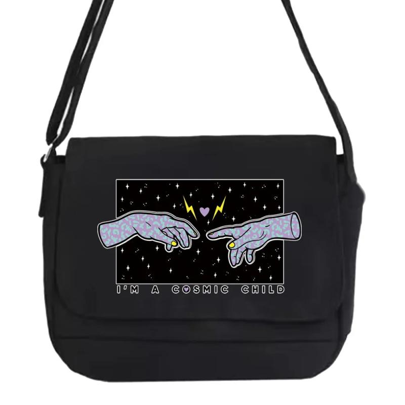 Harajuku Style Student Messenger Bag with Hand Pattern
