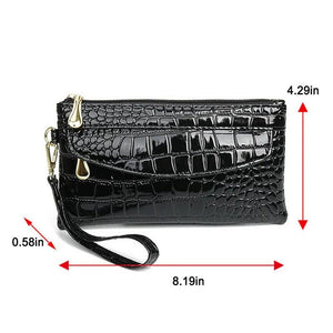 Crocodile Double Zipper Clutch Purse Women Wallet