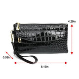 Crocodile Double Zipper Clutch Purse Women Wallet