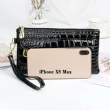 Crocodile Double Zipper Clutch Purse Women Wallet