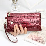 Crocodile Double Zipper Clutch Purse Women Wallet