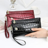 Crocodile Double Zipper Clutch Purse Women Wallet