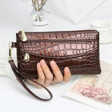Crocodile Double Zipper Clutch Purse Women Wallet