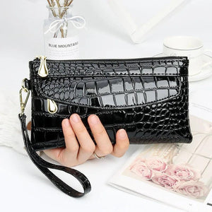 Crocodile Double Zipper Clutch Purse Women Wallet