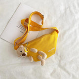 Bear Print Canvas Bag with Realistic Chest Cartoon Design Wallet