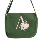 Pink Flower Pattern Messenger Bag Student Harajuku Portable Retro One-shoulder B