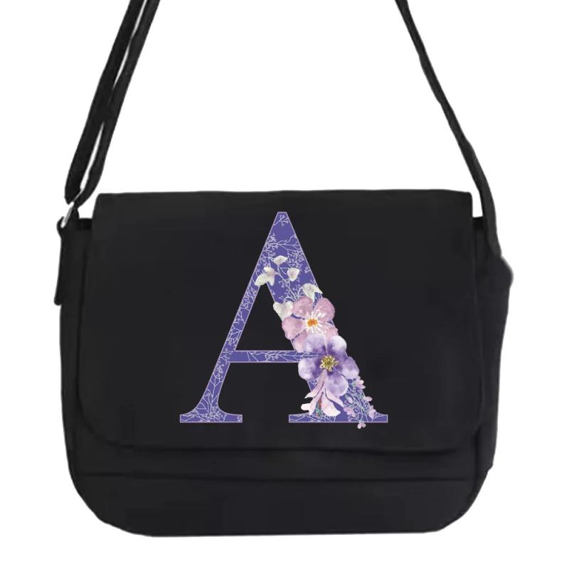 Fashionable Tooling Messenger Bag Purple Flower Pattern Bags