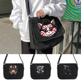 Purple Samurai Pattern Messenger Bag Youth Versatile Portable Shoulder Bag