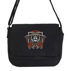 Purple Samurai Pattern Messenger Bag Youth Versatile Portable Shoulder Bag