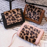 Leopard Print Rabbit Fur Phone Pouch Crossbody Bag
