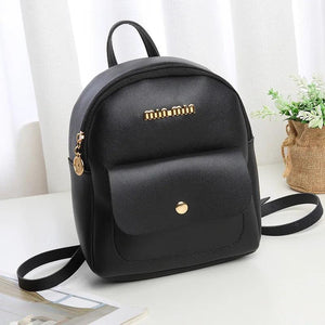 Mini Women's Leather Backpack School Bags Rucksack