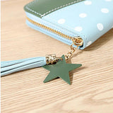 Small Dot Pattern Zipper Wallet Young Girl Style Tassels Purse