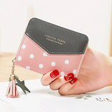 Small Dot Pattern Zipper Wallet Young Girl Style Tassels Purse