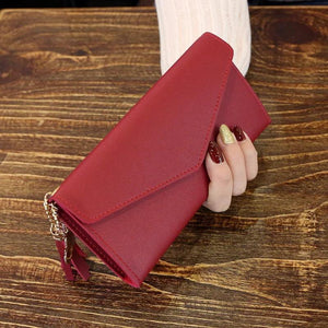 Women Zipper Purses Clutch Wallet Long Section Soft PU Leather Money Bag