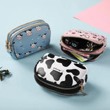 Cow Pattern Coin Purse Women Card Wallet Double Pocket Zipper Key Bag Portable